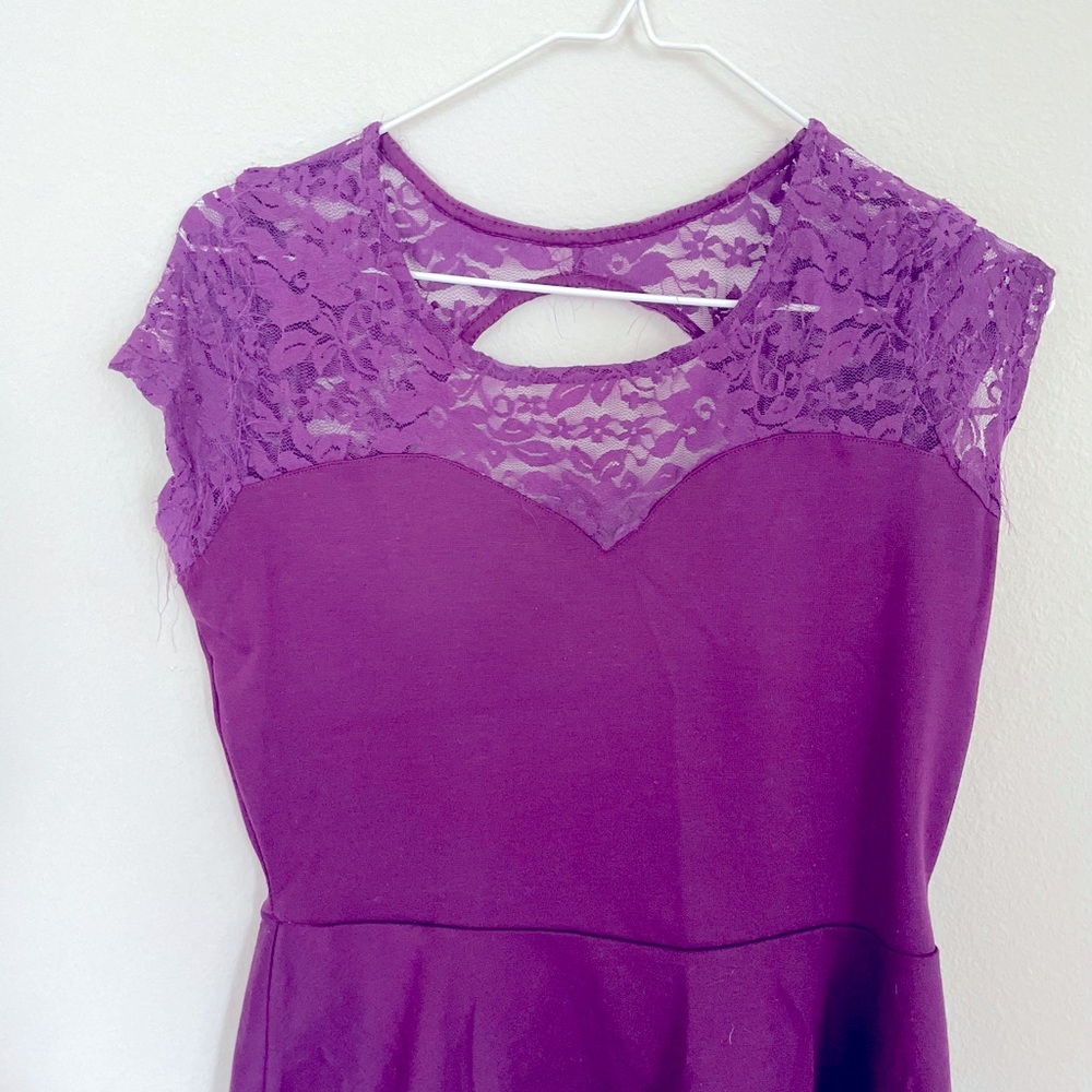 Plum Lace silhouette flare cotton dress top